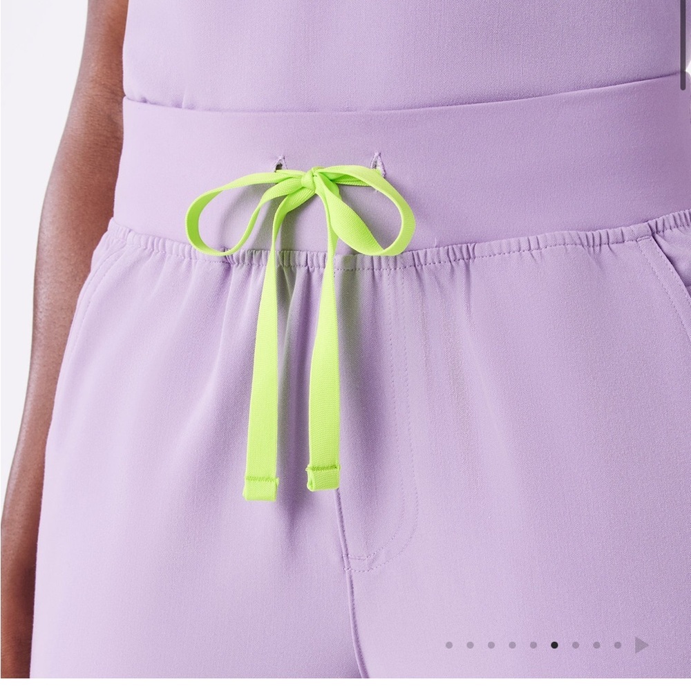 Figs High Waist Lavender pants with Neon Green Tie